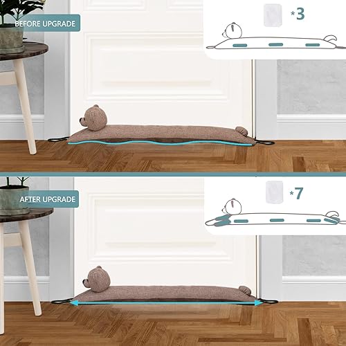 Miniatura 3 de Marwood Tope decorativo para debajo de la puerta, 38 pulgadas, para puerta y ventana, tapón de aire con peso de animal para corrientes de aire,