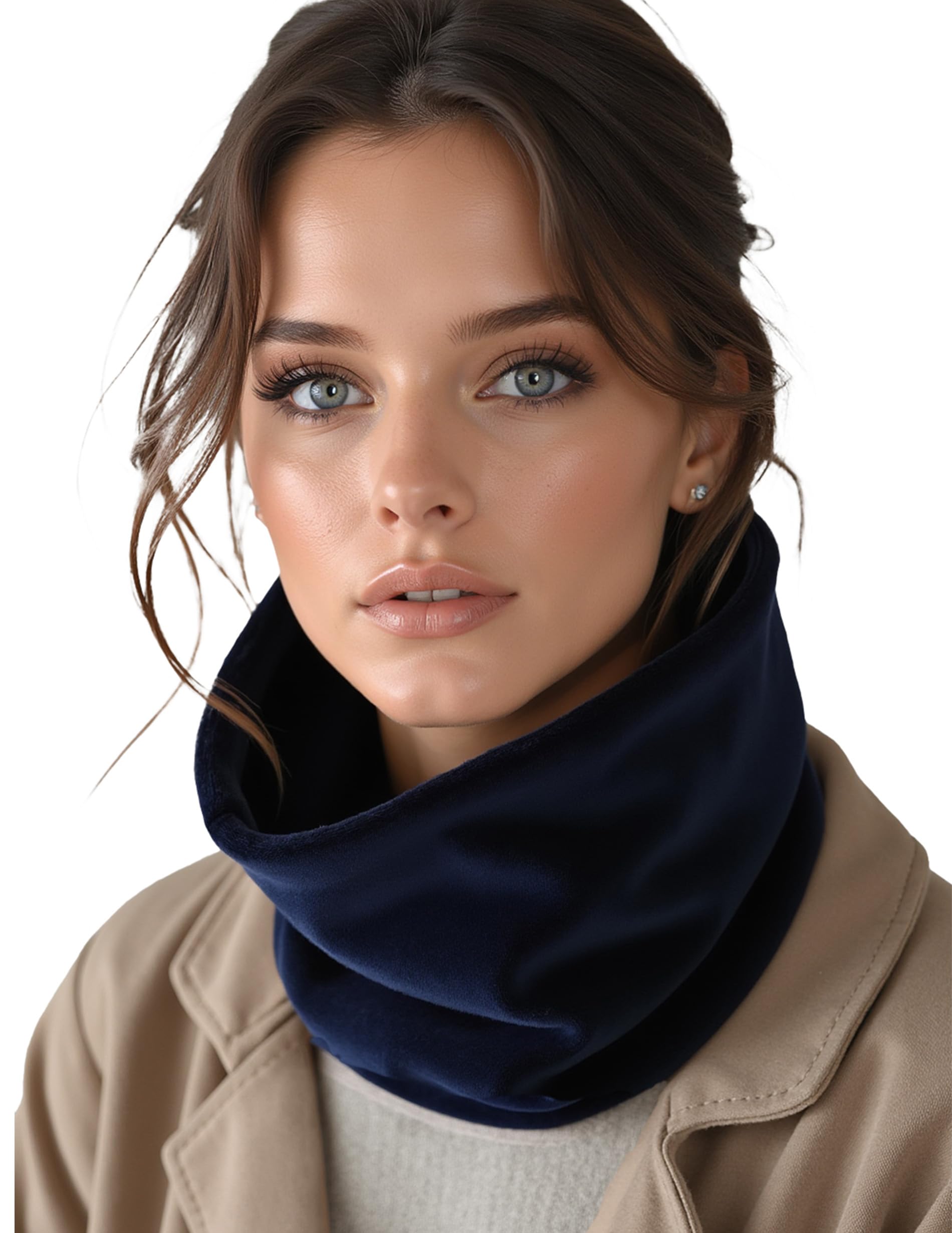 Vivisence Women Winter Snood Scarf Soft Knit Cozy Everyday Warmth For Cold Days, Dark Blue,UNI