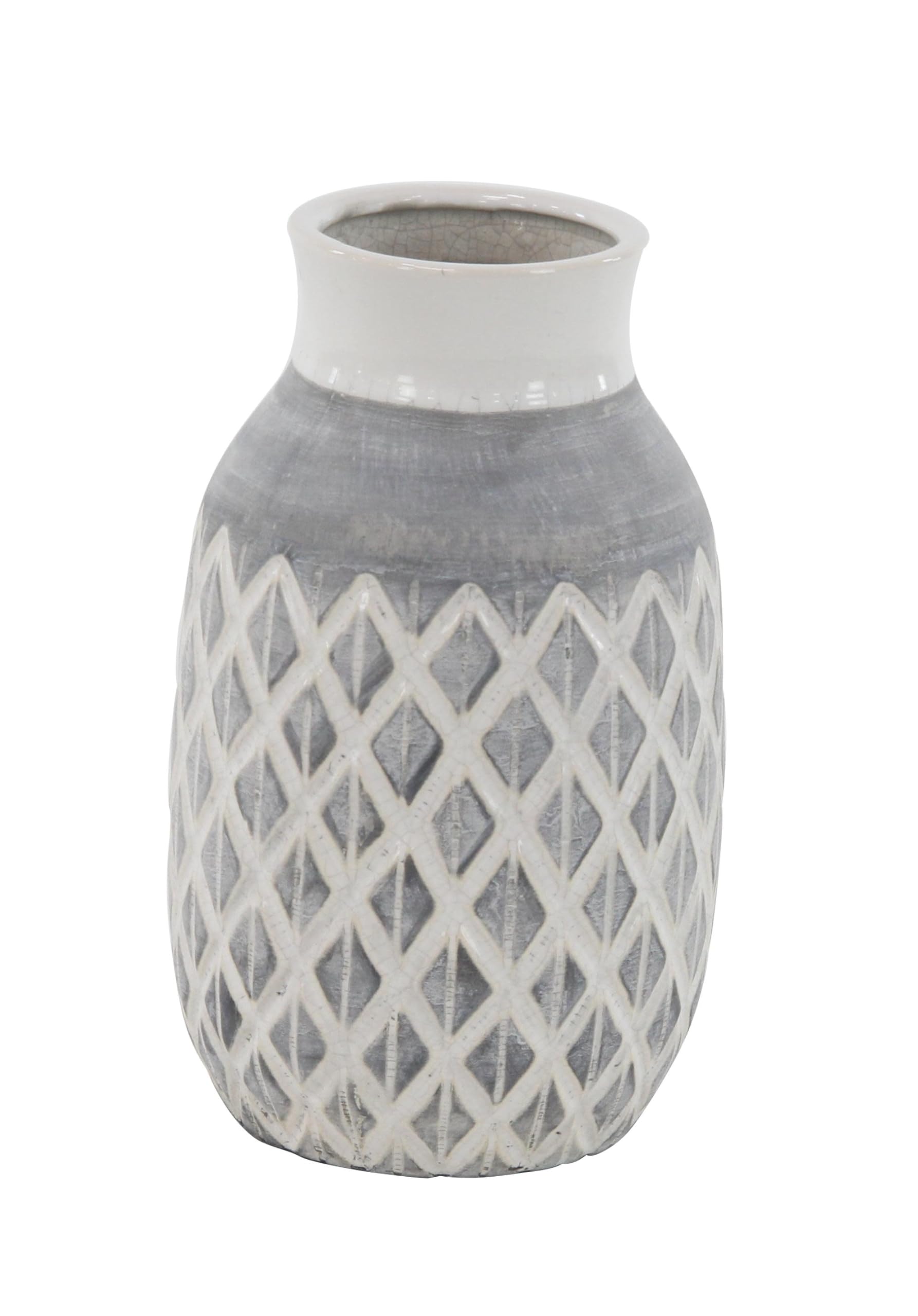 Vase en céramique Deco 79 gris et blanc idéal pour sublimer une table basse de salon moderne