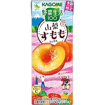 Kagome Vegetable Lifestyle 100 Sumomo Yamanashi Mix Paper Packs, 6.6 fl oz 195 ml x 24 Bottles 1 Day Supply of Vitamin C, Sugar Free
