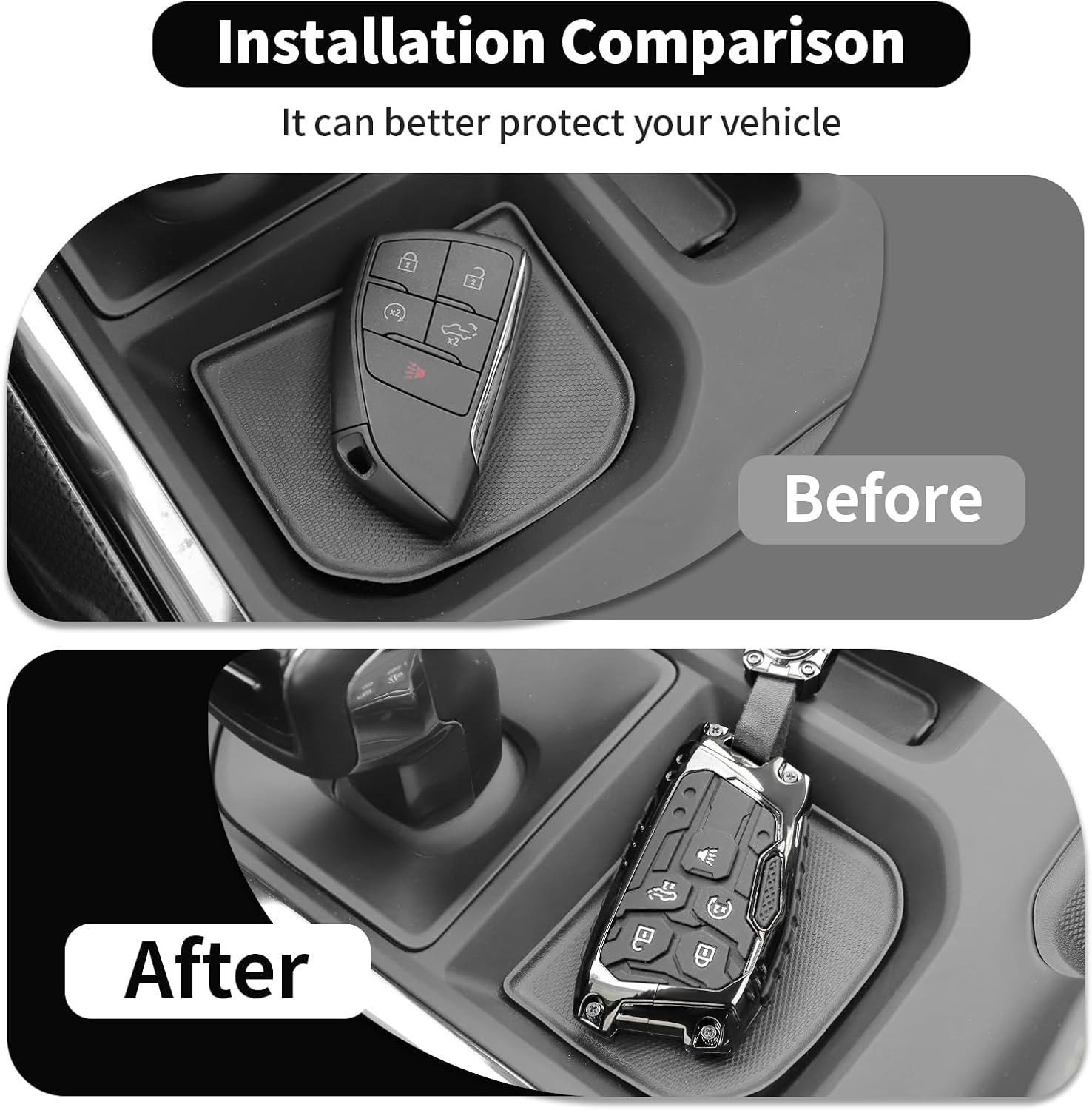 Key Fob Cover Case Protector Keychain Accessories Key Protecte Cover Compatible with Jeep Wrangler JK JKU 2007-2018/Compass 2008-2016/Patriot 2011-2016 (RXZER44)