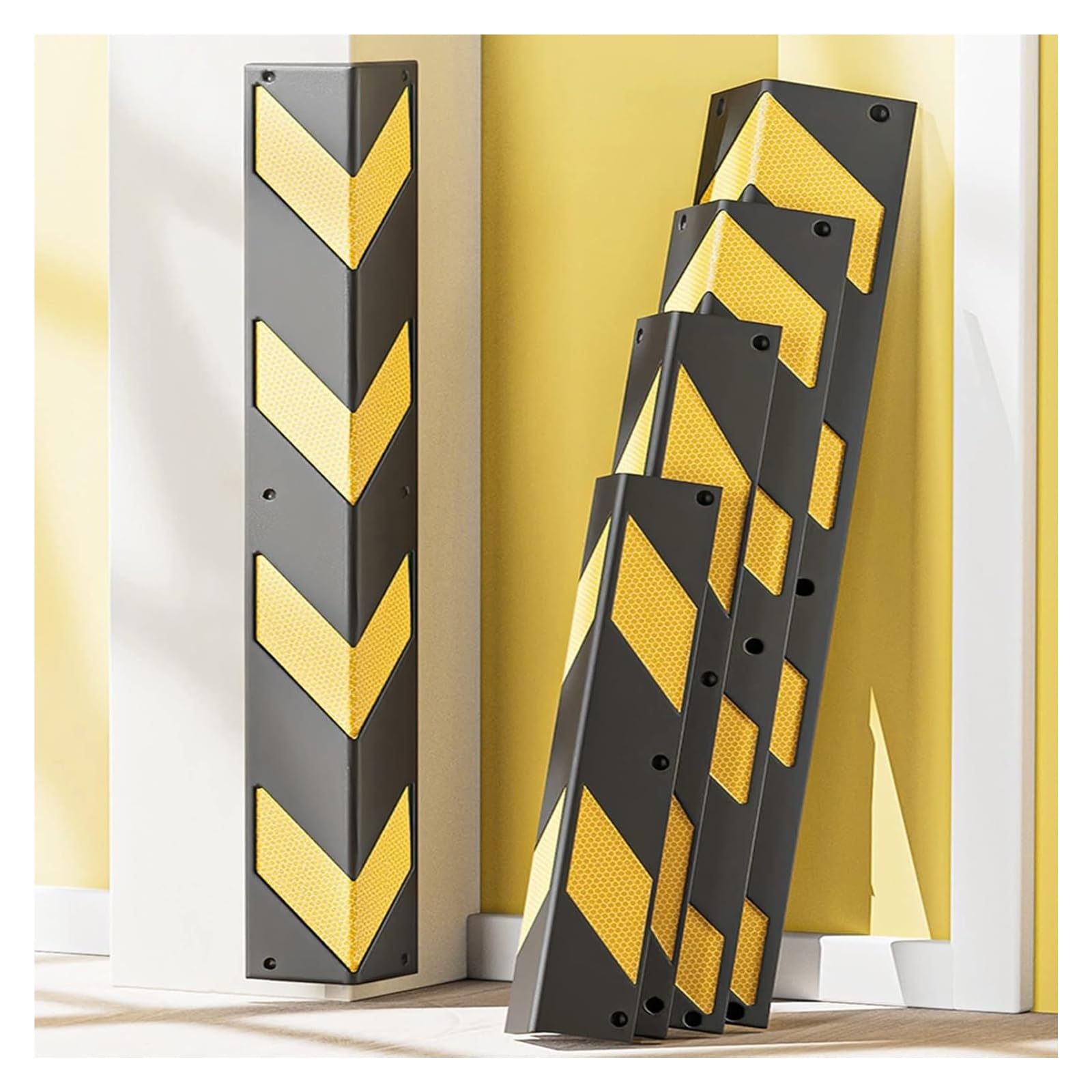 Protectores de Pared para Garaje, Protector de Esquina de Goma para Paredes de Garaje, 80 cm de Grosor, 0,8 cm de Ancho, Protector de Columna, Protector de Borde de Seguridad Reflectante par