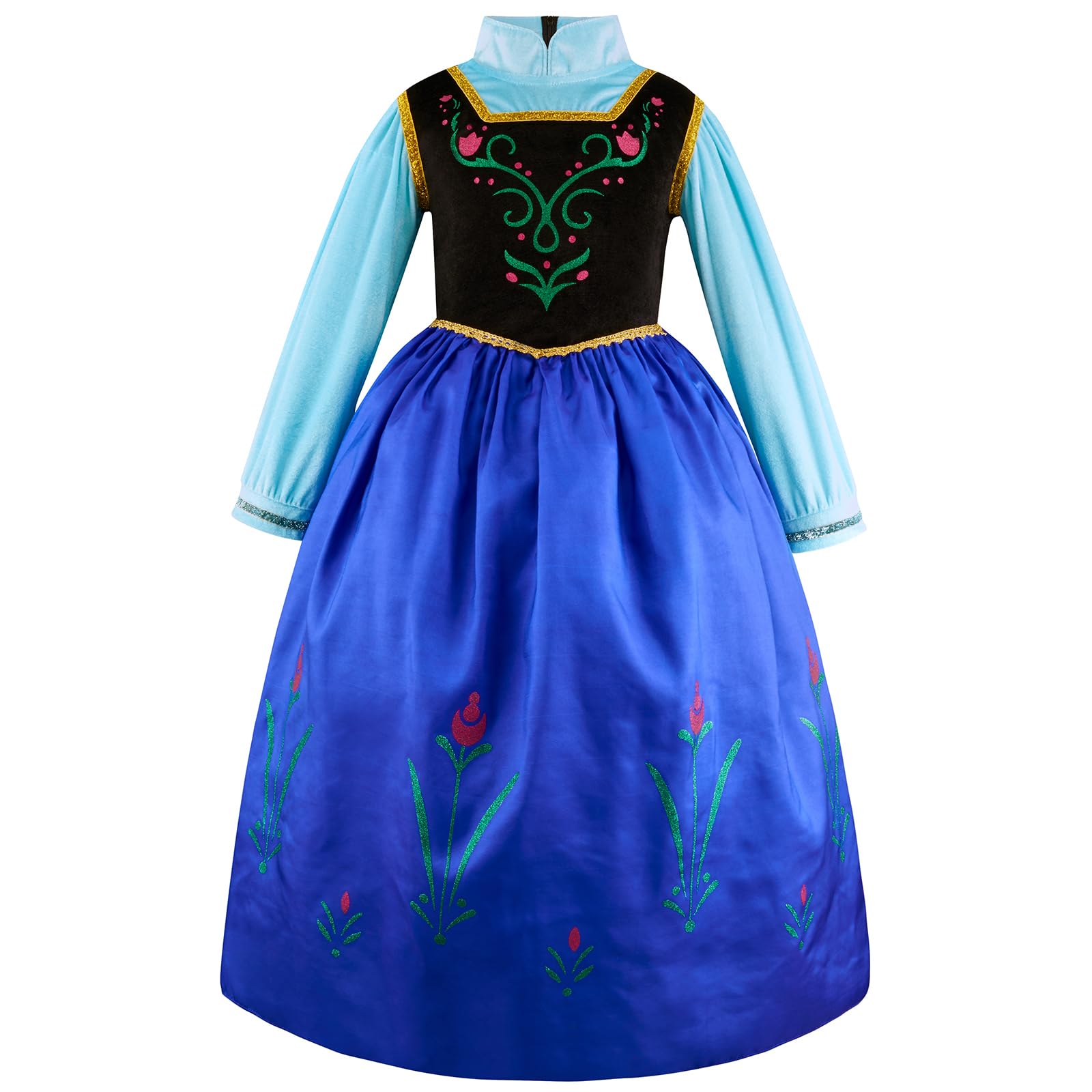 ELSA & ANNA Abito da principessa per bambina - Costume da bambina congelata - Abito da principessa per bambina per feste, compleanni, travestimenti e Halloween - Abito 308