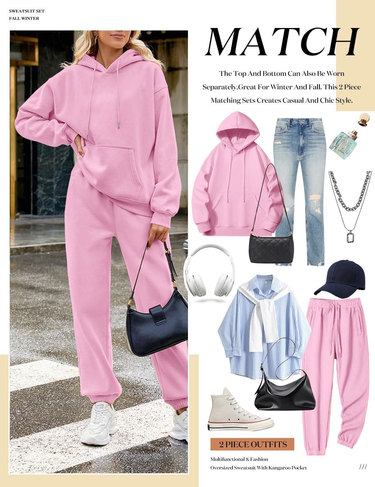 Chándal para mujer con forro polar para invierno, conjunto de chándal S-3XL