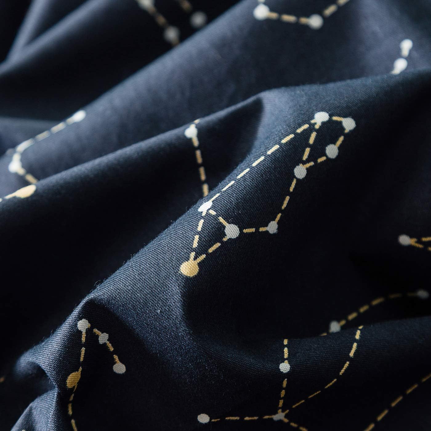 YuHeGuoJi Navy Celestial Duvet Cover Queen 100% Cotton 3 Pcs Set 1 Modern Blue Constellation Duvet Cover with Zipper Ties 2 Pillowcases Neutral Galaxy Stars Space Pattern Bedding Set Soft - Image 5