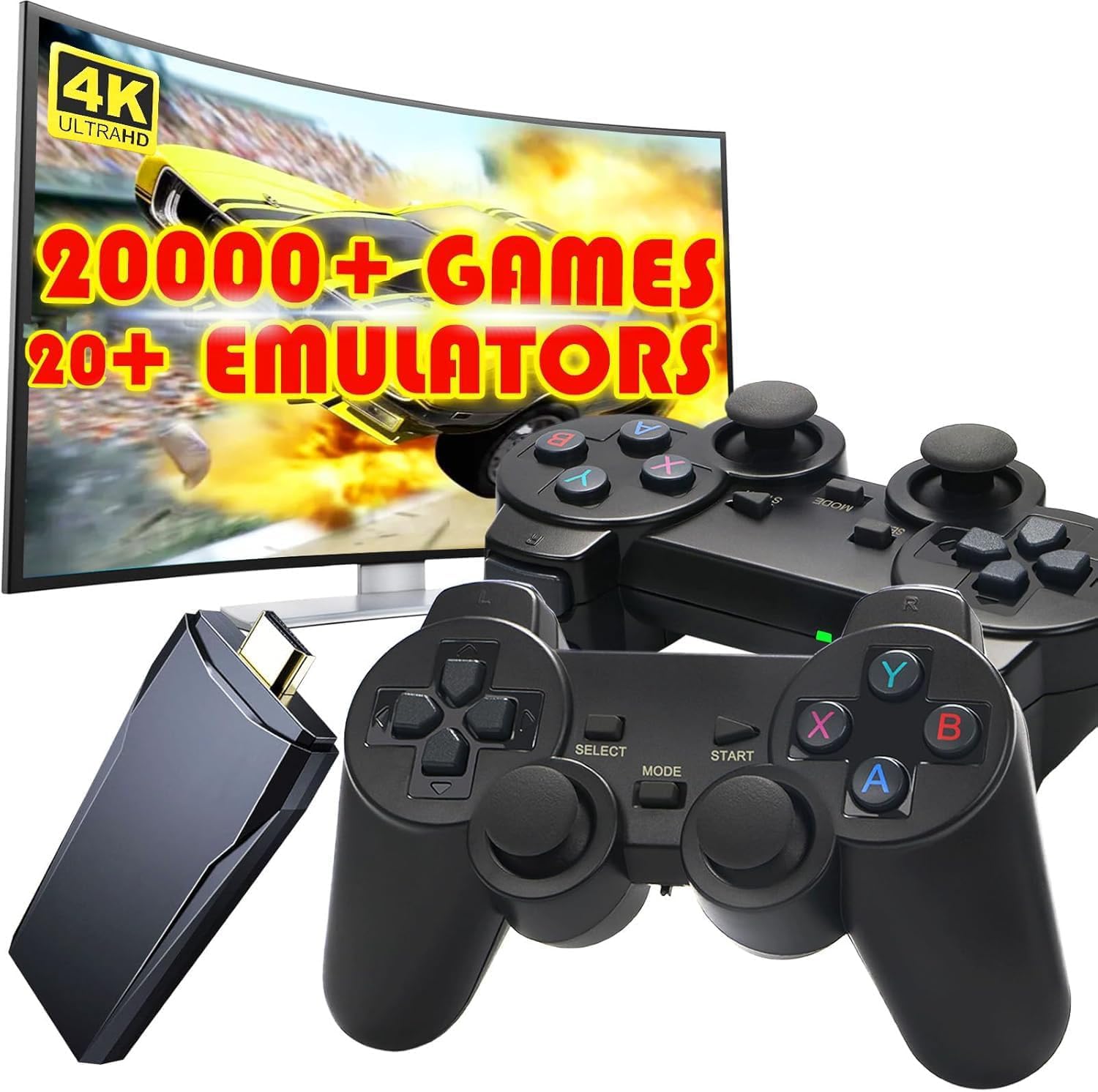 Consola Retro Portátil de Videojuegos Plus - X2 Mando Inalámbrico, 25600+ Juegos, Más de 20 Emuladores, 3D, HD, TV, Consola Arcade
