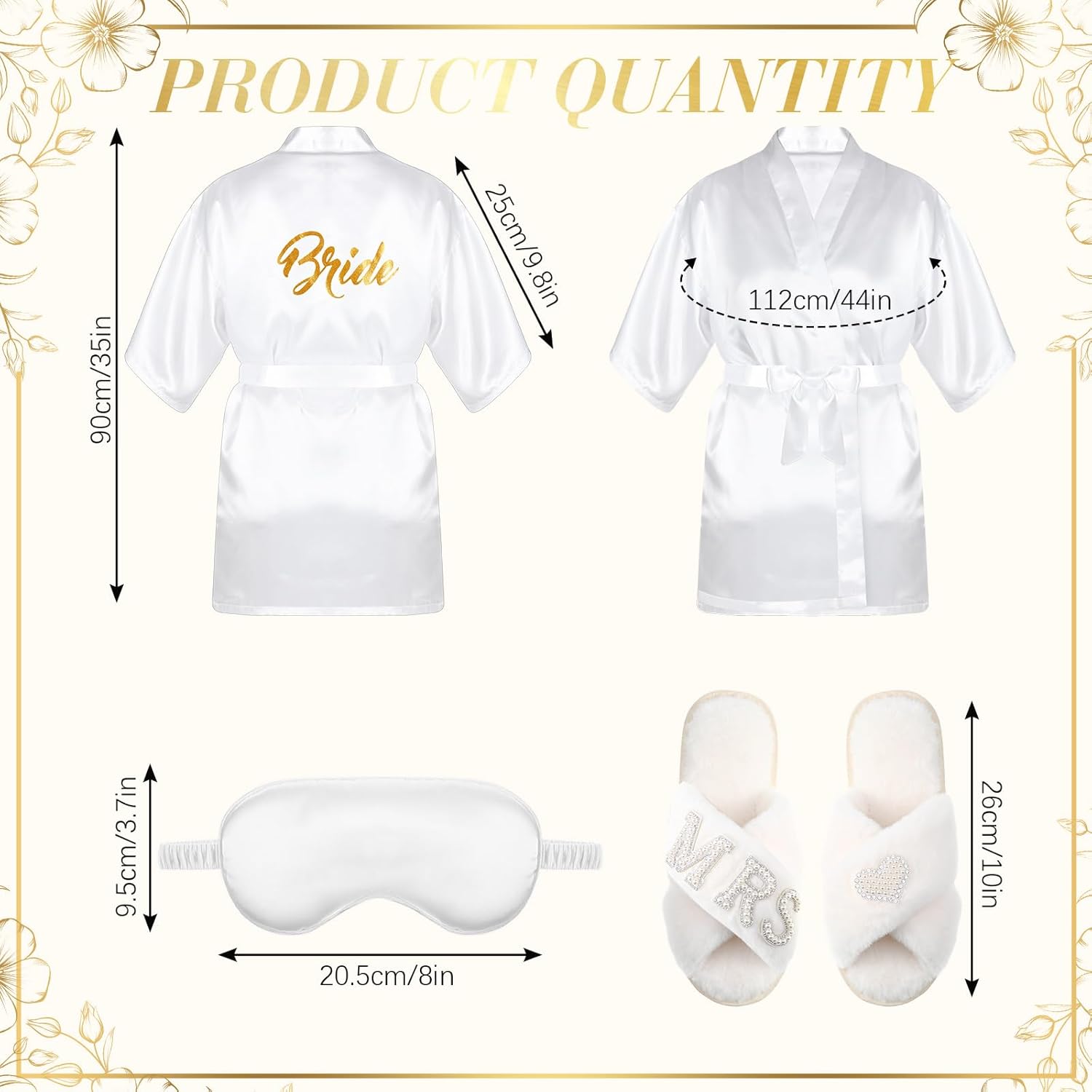 12 Pieces Bride To Be Gifts Set Bride Robe Slippers Hair Clip Cosmetic Bag Bride Gift Box Cup Photo Frame Jewelry Tray Pen Eye Mask Bride Gifts for Wedding Bachelorette Party Bridal Shower