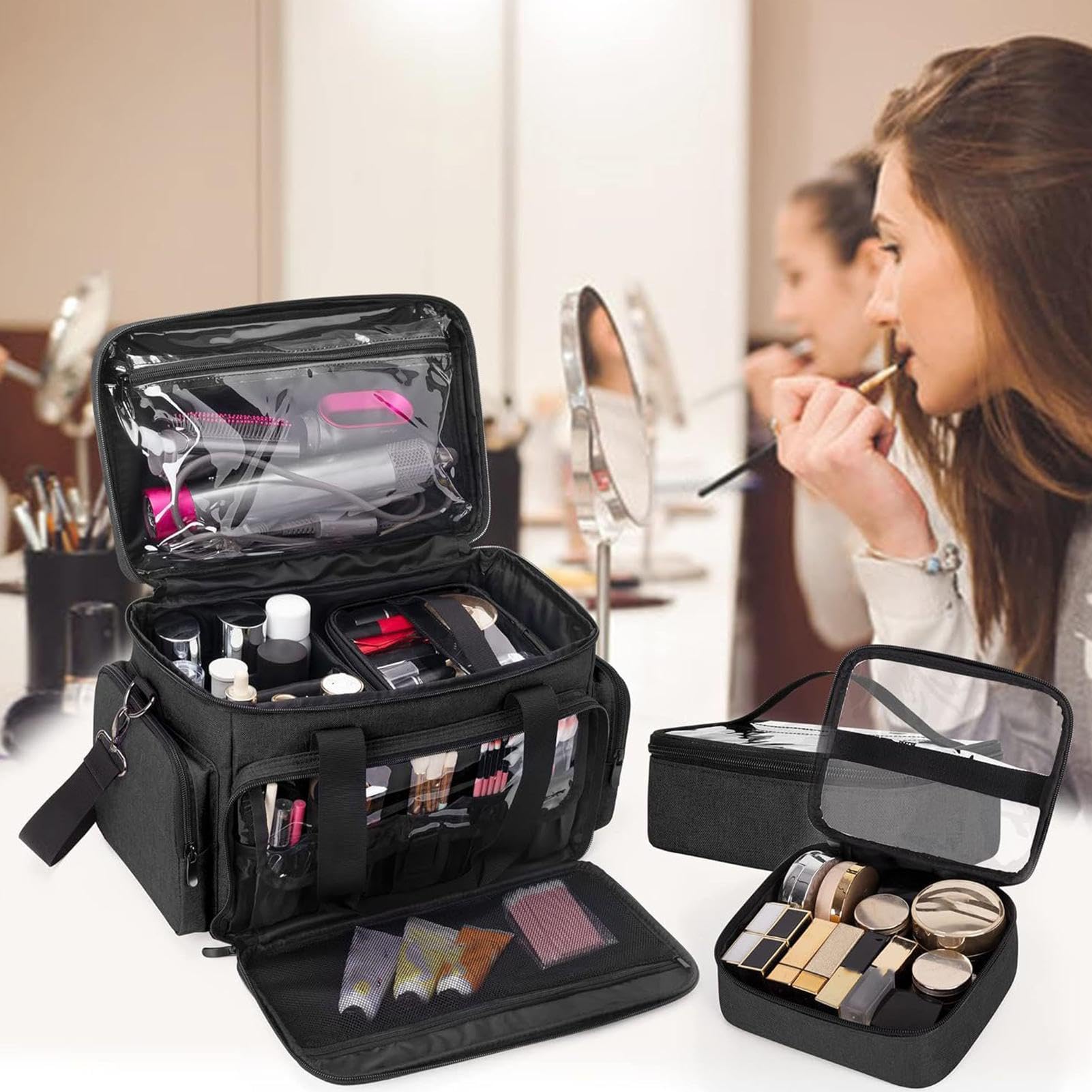Borsa Portatrucchi Da Viaggio Ampia Capacità Multifunzionale Di Tendenza | Portaoggetti Multifunzione Doccia Bagno Organizer Cosmetici Per Casa, L'Ufficio E Viaggio