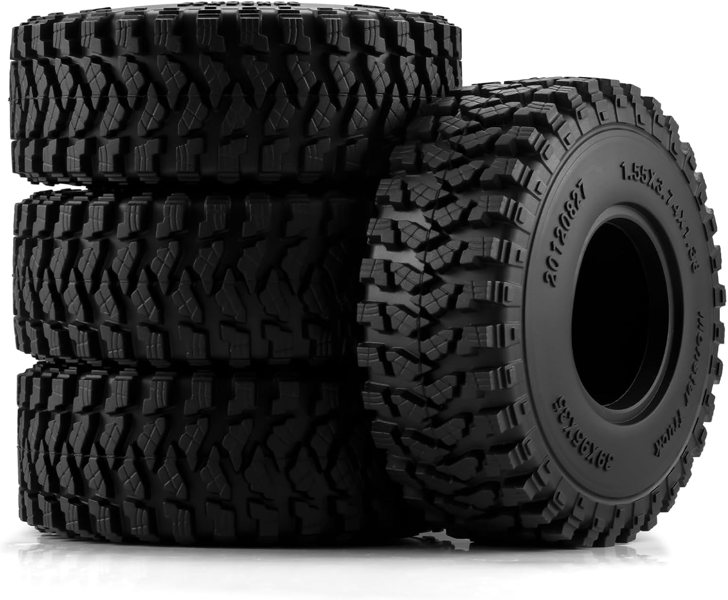 4PCS 1.55 inch Mud Wheel Tyre Terrain Crawler Tires with Foam Insert 95 * 35mm Soft Rubber Tyres Compatible with 1/18 Axial UTB18 Capra RC Crawler Car Axial AX90069 UTB18 MST JIMNY
