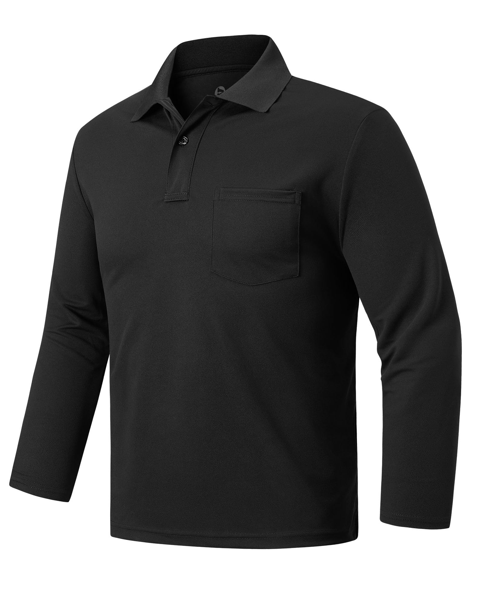 Outdoor Ventures Polo à manches longues pour homme - Protection solaire UPF50+ - Protection UV - T-shirt de golf - T-shirt de sport pour homme - Léger et respirant - Polo décontracté pour le tennis