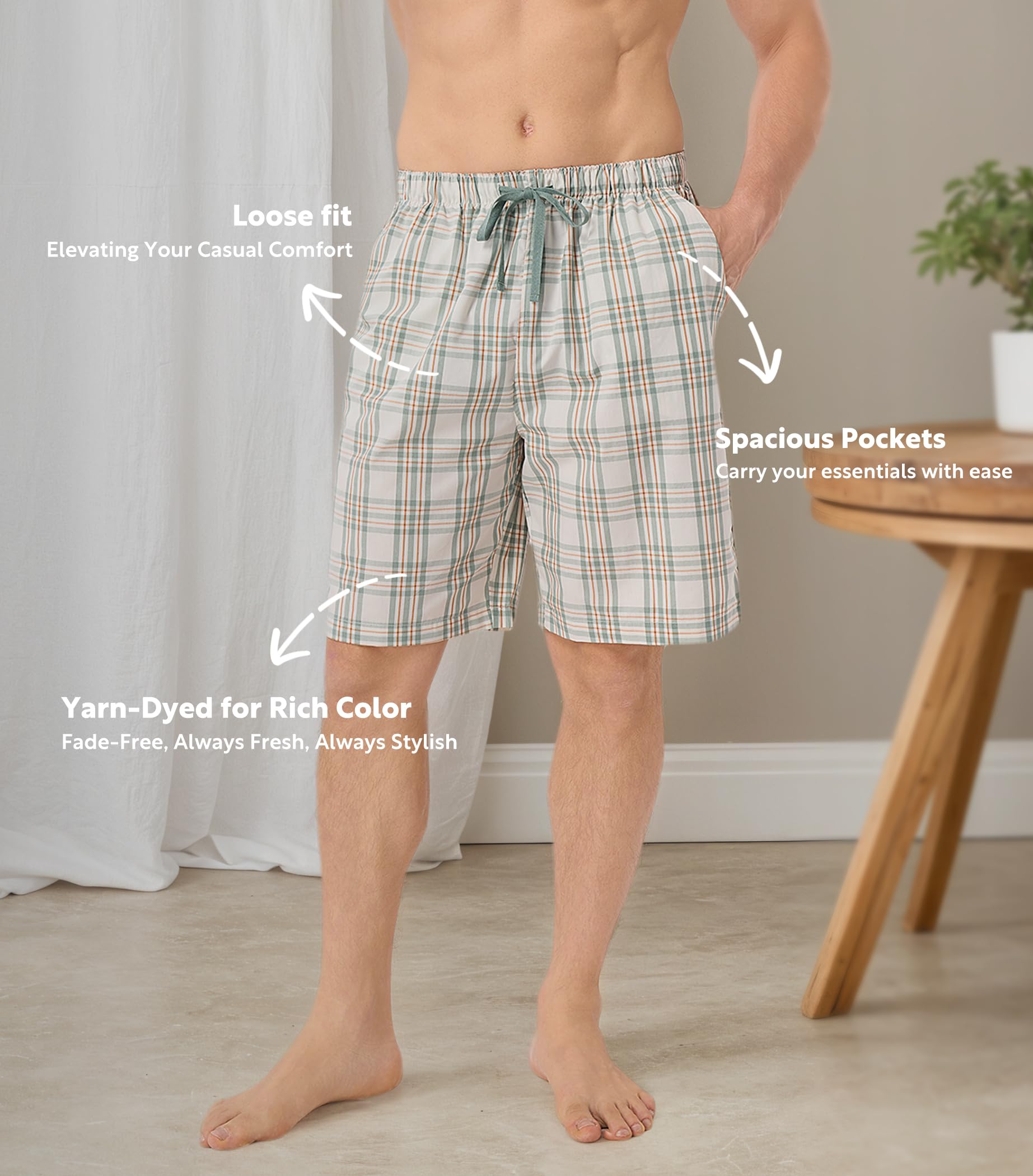 DAVID ARCHY Lot de 3 pantalons de pyjama pour homme en fil peigné en coton et polyester tissé - Pantalon de pyjama long et respirant avec poches