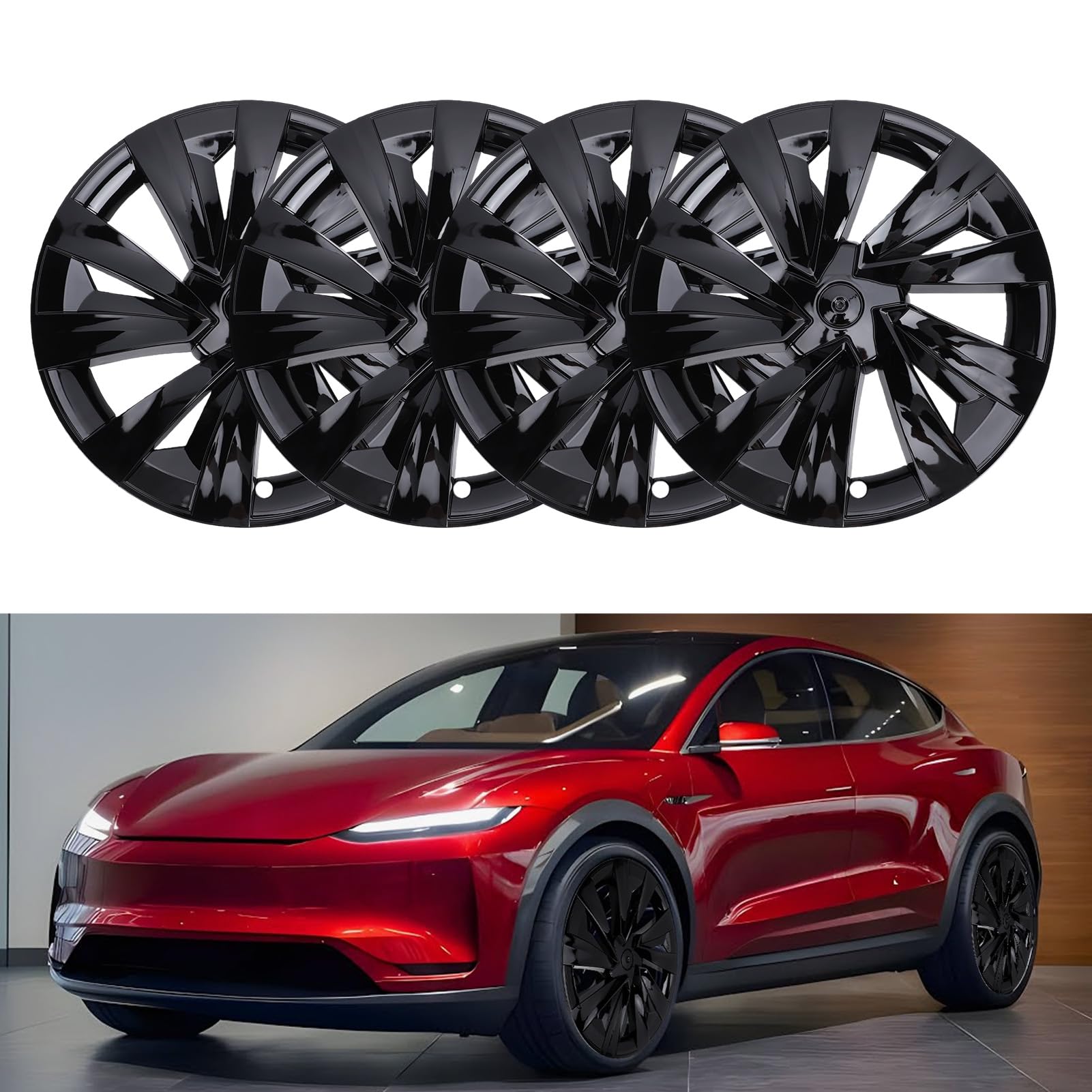 19 Calowe Kolpaki Kół, Matowa Czerń ABS do Model Y Juniper 2025+