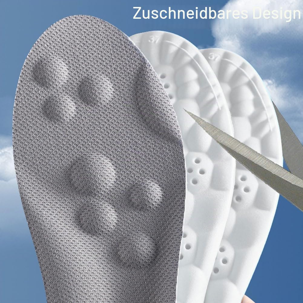 Einlegesohlen aus Memory-Schaum 4D mit Unterstützung des Fußgewölbes, orthopädische Einlegesohlen, Massage-Sohlen, Plantarfasziitis, rutschfeste Sohle, Sportsohle (Orange, 39-40)