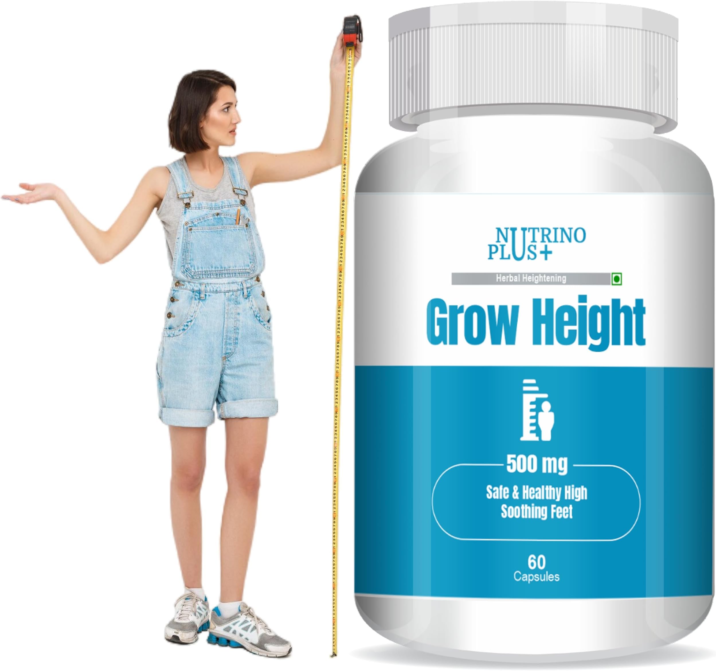 Grow Height Capsules 500mg | Natural Growth Support Supplement for Boys & Girls | Body Development Formula with Ayurvedic Herbs | 60 Veg Capsules | Formulated in USA