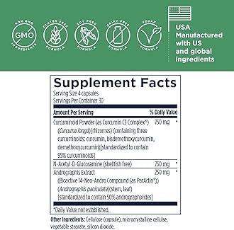 Designs for Health ImmunoMod-A - Immune Support Supplement - Curcumin C3 Turmeric Complex, NAG, Andrographis + N-Acetyl-D-Glucosamine - Non-GMO, Vegan + Gluten Free (120 Capsules)
