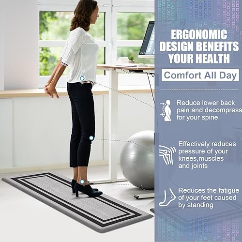 Miniatura 3 de Tapete de cocina antifatiga, tapete acolchado cómodo de 12 pulgada de grosor, alfombras de cocina antideslizantes y tapetes de cocina impermeables