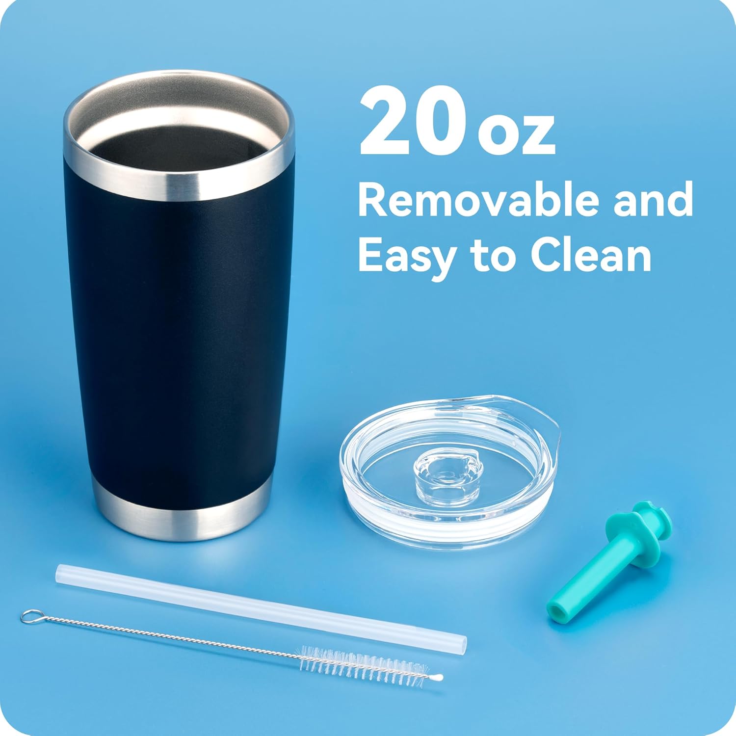 Replacement Straw Lid - For YETI Rambler - Fits 10 oz Stackable Lowball, 10 oz, 16 oz Stackable Tumbler, 20 oz, 24 oz Mug & 25 oz Tumbler with Handle - Leak - Proof Press - Fit Cover(Teal) - Image 6