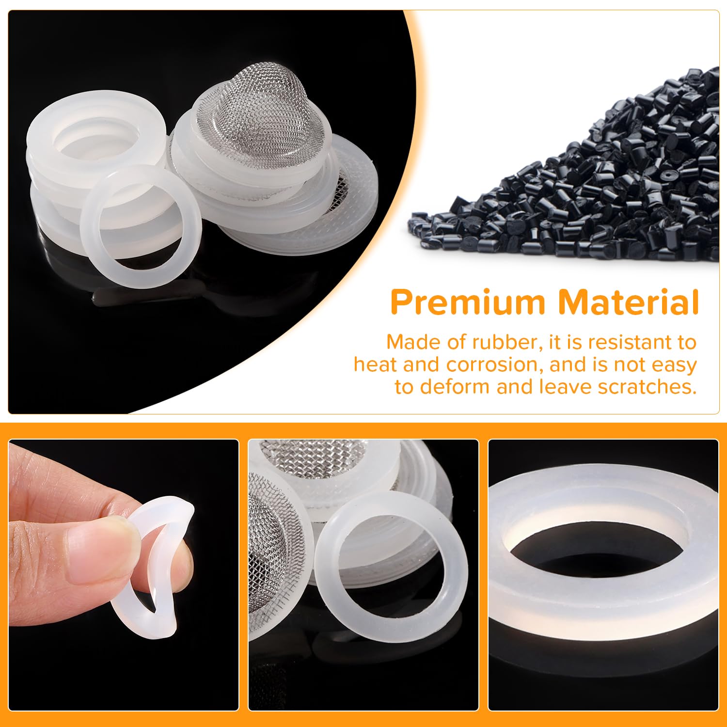 Lyeteung 50 PCS 1/2 3/4 Inch Hose Washers and Filter Mesh Washer Kit, Mesh Silicone Washers, Seal O Ring Gasket - Image 3