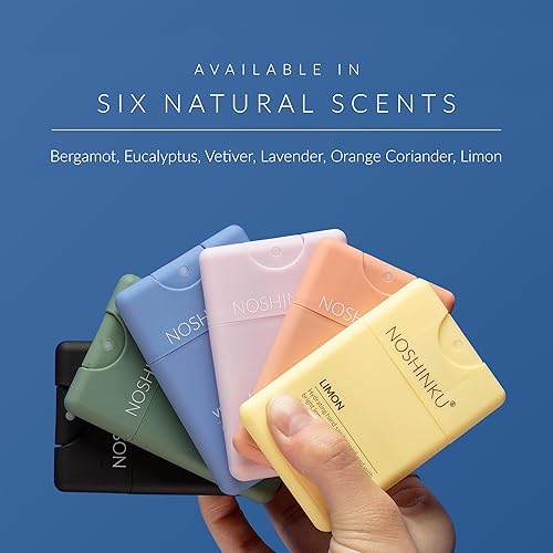 Miniatura 6 de Noshinku Desinfectante de manos de bolsillo recargable de bergamota, paquete de 3 unidades  Niebla desinfectante orgánica con aceites botánicos