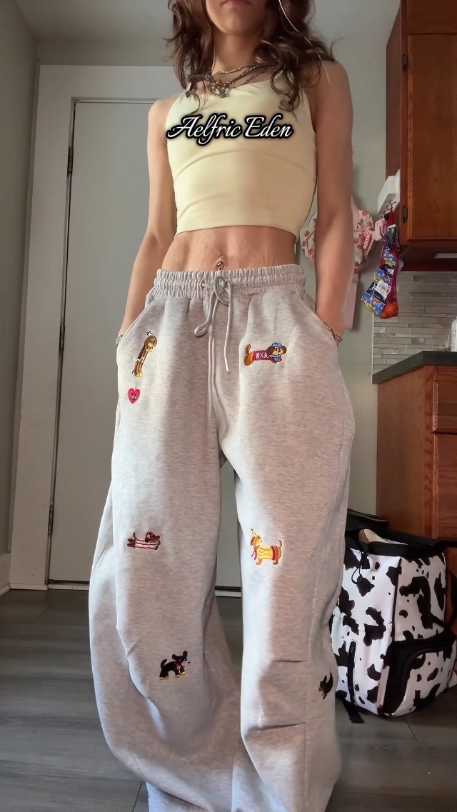 Aelfric Eden Heren baggy joggingbroek Dames barrel sweatpants katoen trekkoord vrijetijdsbroek wide leg elastische sportbroek met zakken, grijs, M