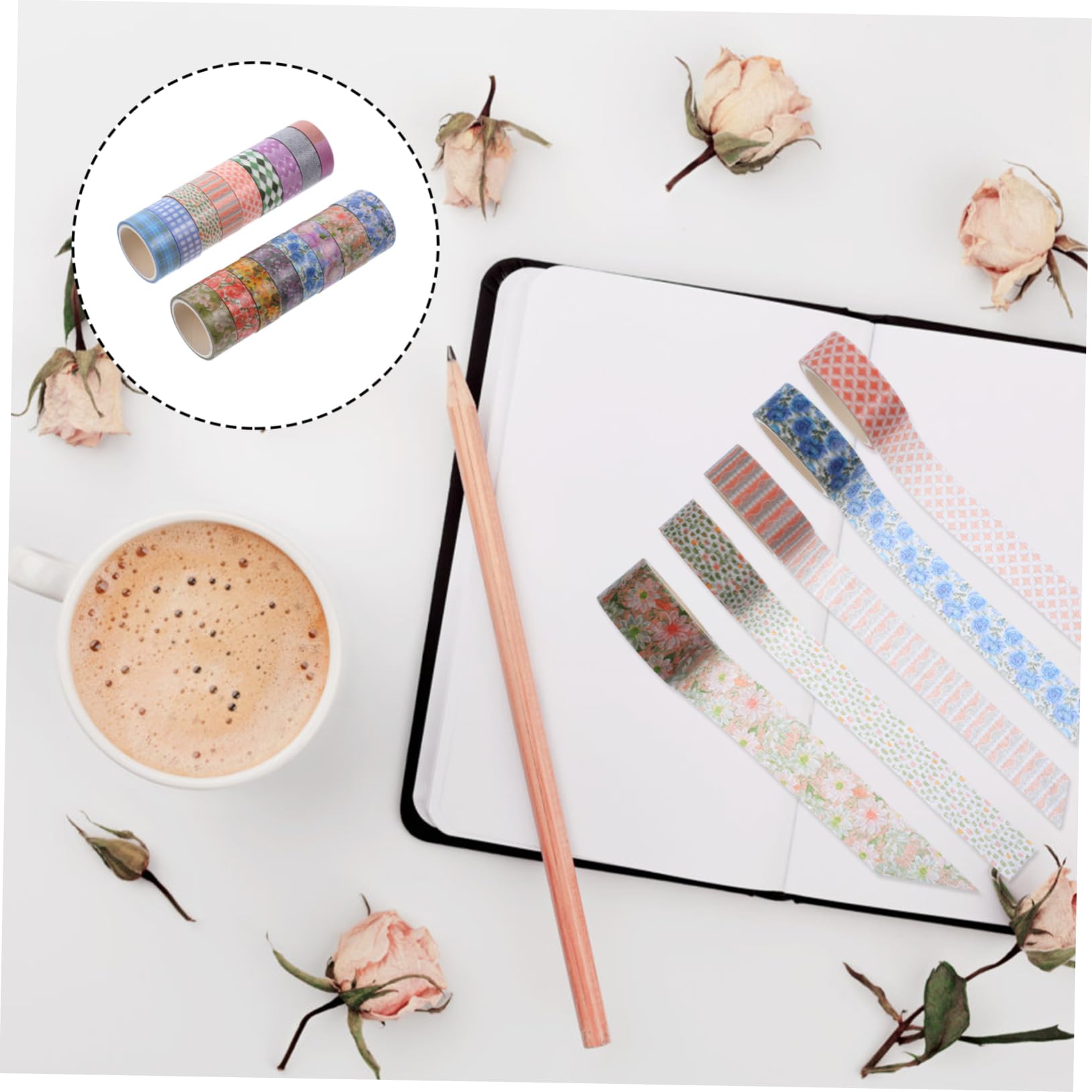 STOBOK 51rotoli Nastro Adesivo Washi Floreale Carta Decorativa Autoadesiva Per Fai Te e Scrapbooking Per Decorare Diari e Progetti Creativi