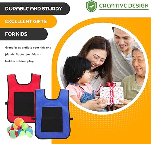 Miniatura 3 de SAFIGLE Juego de 36 chalecos de bola pegajosos para niños, para juegos de dodgeball, accesorios de juego de lanzamiento de pelota, incluye chalecos