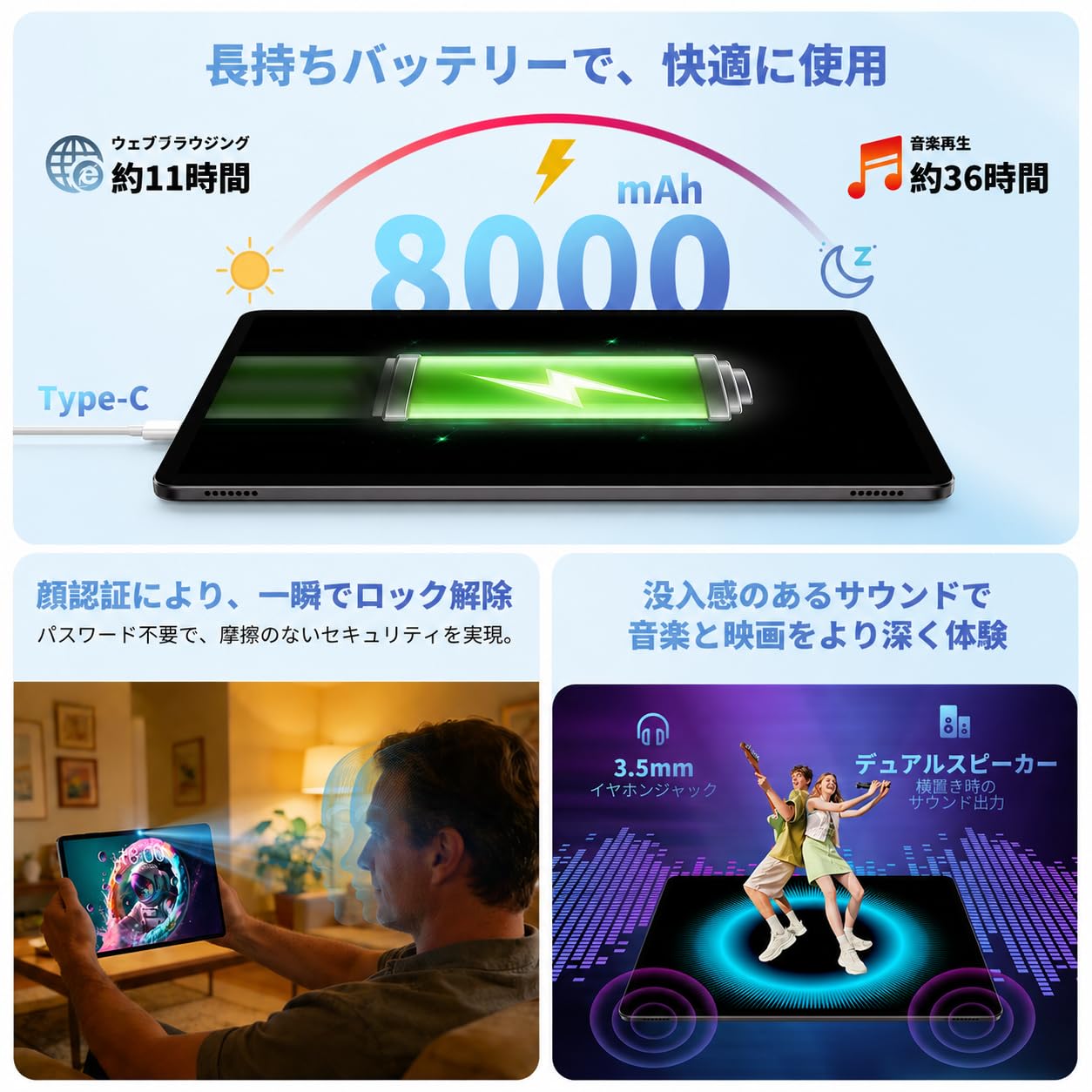 Amazon.co.jp: TECLAST P50T Android 16 タブレット 11インチ WiFi