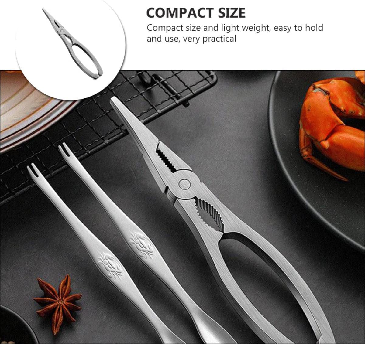 Ciieeo 2 pcs Stainless Steel Seafood Crackers Nut and Crab Opening Tools for Easy Shell Removal Ergonomic Design for Comfortable Use