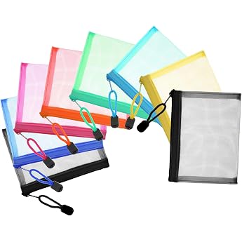 Pack of 8 Small Bag Organisers Mesh Zip