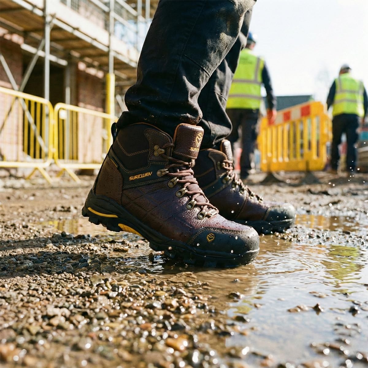 SUREWAY Men's Waterproof Steel/Soft Toe 6" Work Boot, Slip Resistant Leather Ankle Safety Boot for Construction,Roofing & Hunting,Comfort & Durability - Image 2