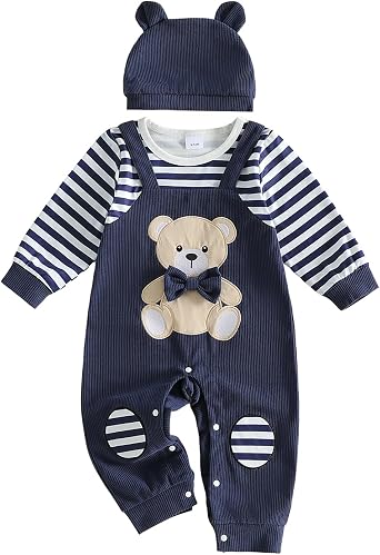 Infant Baby Boy Fall Clothes Cartoon Animal Long Sleeve Romper