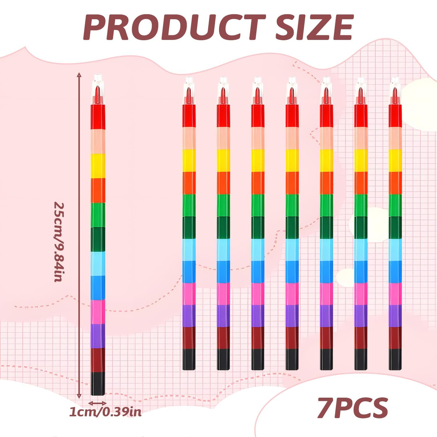 7 Lápices De Colores Apilables, Lápices De Cera Apilables, Lápices De Cera De Arcoíris, Bloques De Construcción, Lápices De Colores Enchufables Para Pintura, Regalo, Oficina