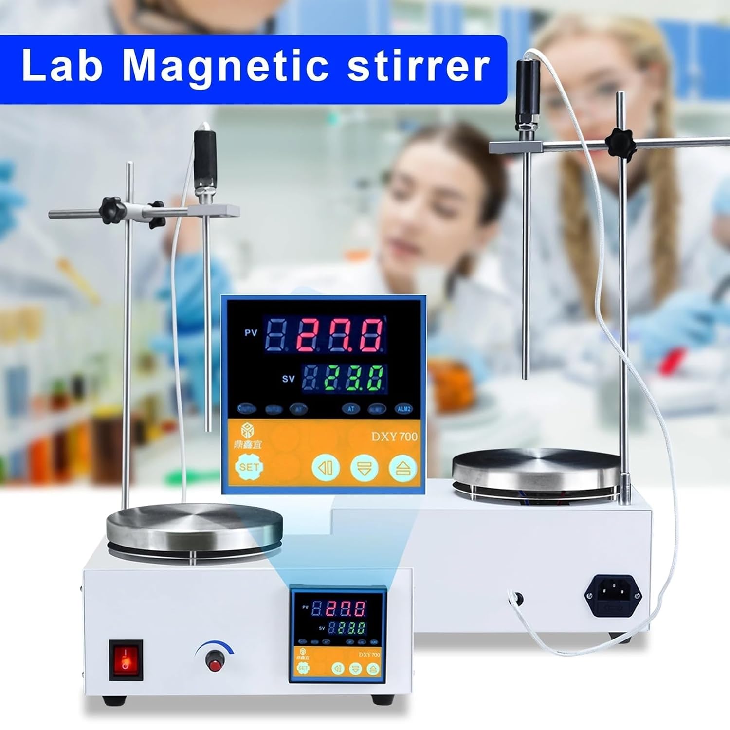 Heating Magnetic Stirrer,0-2500RPM Laboratory Magnetic Mixer,LED Digital Hotplate Magnetic Stirrer Temperature Display Heating Magnetic Hot Plate Mixer for Lab and Homebrew