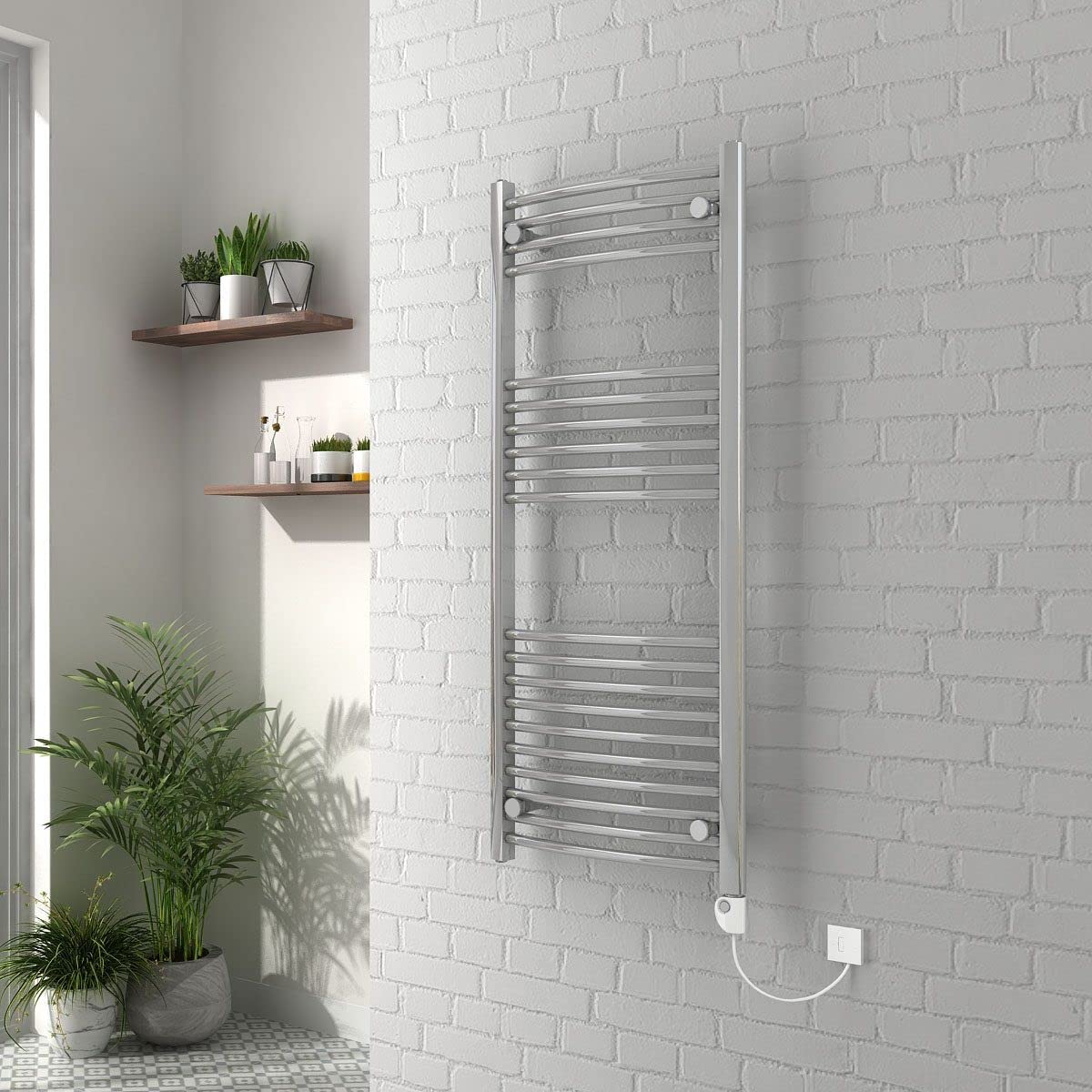 Buy WarmeHaus 1200 x 500mm 400W Electric Heated Towel Rail Thermostat