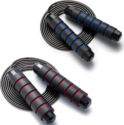 Miniatura 10 de BOOMIBOO Cuerda de Saltar, Cuerdas de Saltar Ajustables, Cuerda de Saltar Sin Enredos de Velocidad Rápida con Rodamientos de Bolas para Mujeres