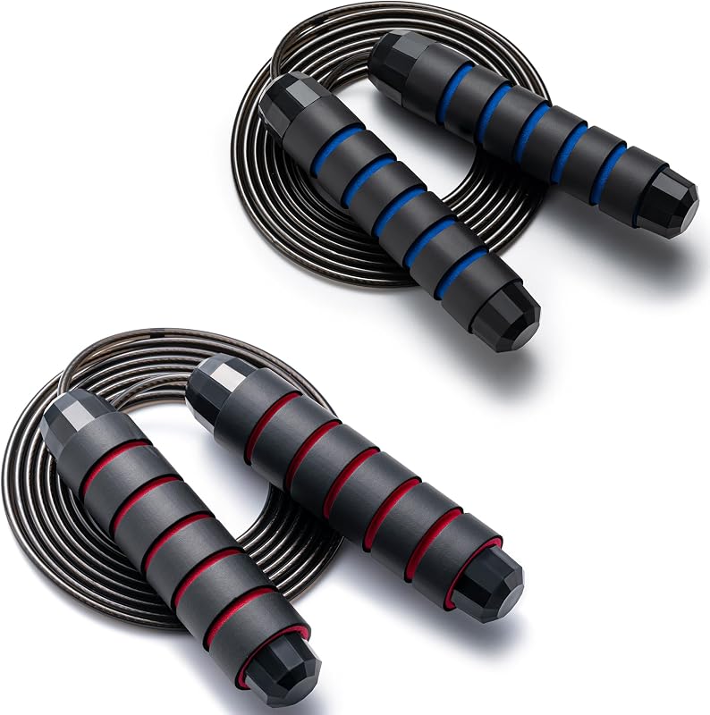 BOOMIBOO Cuerda para saltar, cuerdas para saltar ajustables, cuerda para saltar sin enredos, velocidad rápida con rodamientos de bolas para mujeres, hombres y niños, ejercicio y cuerda para saltar para el cuerpo delgado en el gimnasio de la escuela en casa