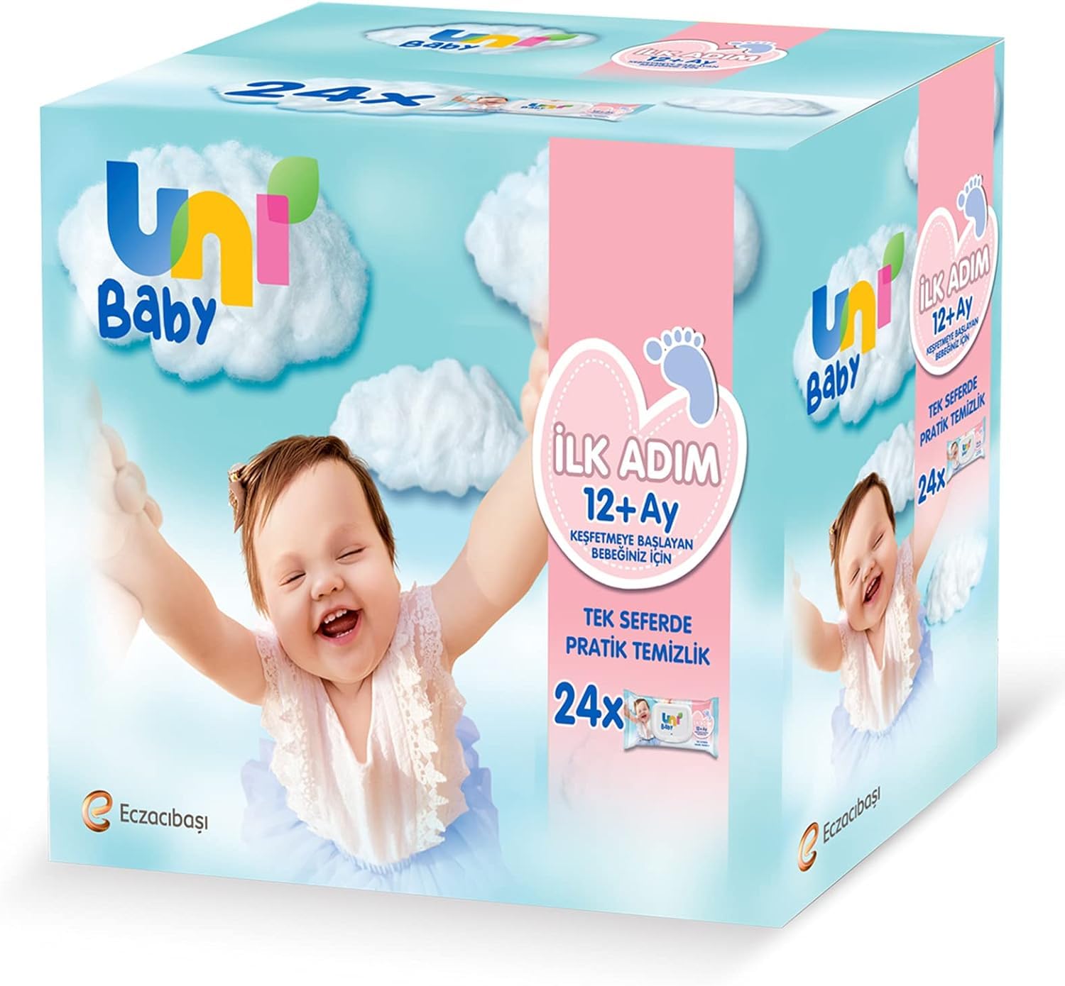 Uni Baby İlk Adım Islak Mendil Beyaz 24x52 1248 Yaprak