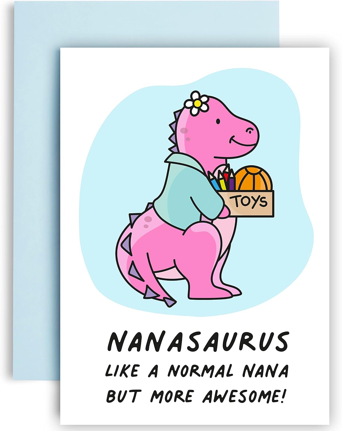 Huxters Dinosaur Birthday Card for Nana Nanasaurus –A5 Happy Birthday Card with Unique Illustration and Cute Nana Message - Mothers Day Card – Grandma Card (Nanasaurus)