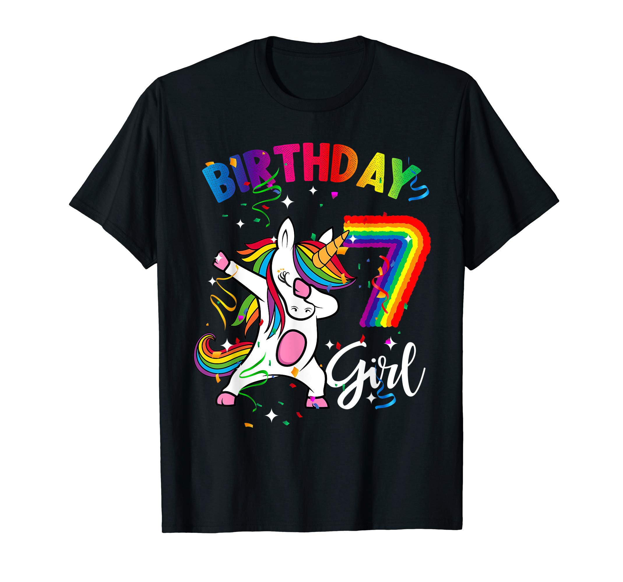 Dabbing Unicorn 7 Year Old 7th Birthday Party Girl Gift T-Shirt