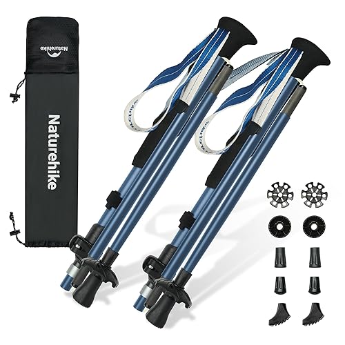 Naturehike Collapsible Hiking & Trekking Poles, 2 PC Adjustable Lightweight Aircraft Aluminum Trekking Poles