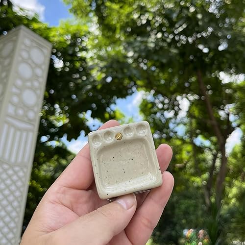 Miniatura 2 de Mini paleta de cerámica con clip magnético, paleta de acuarela portátil de viaje, paleta de pintura con clip, hecha a mano, adecuada para bocetos al