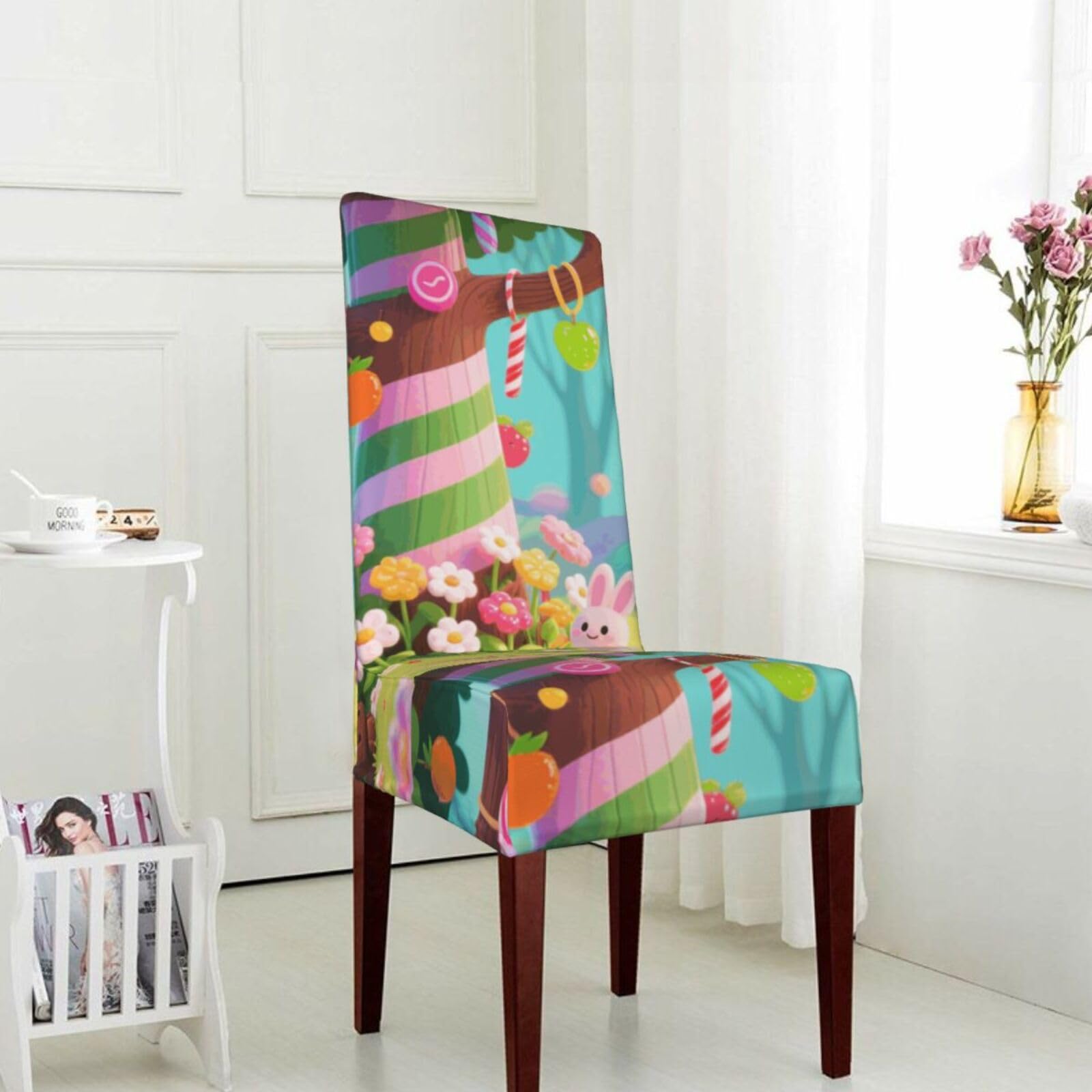 FekiLoot Stretch Dining Room Chair Covers Removable Washable Parsons Chair Slipcovers Candy Chair Seat Protector Cover for Hotel, Office, Ceremony, Banquet, Wedding Party