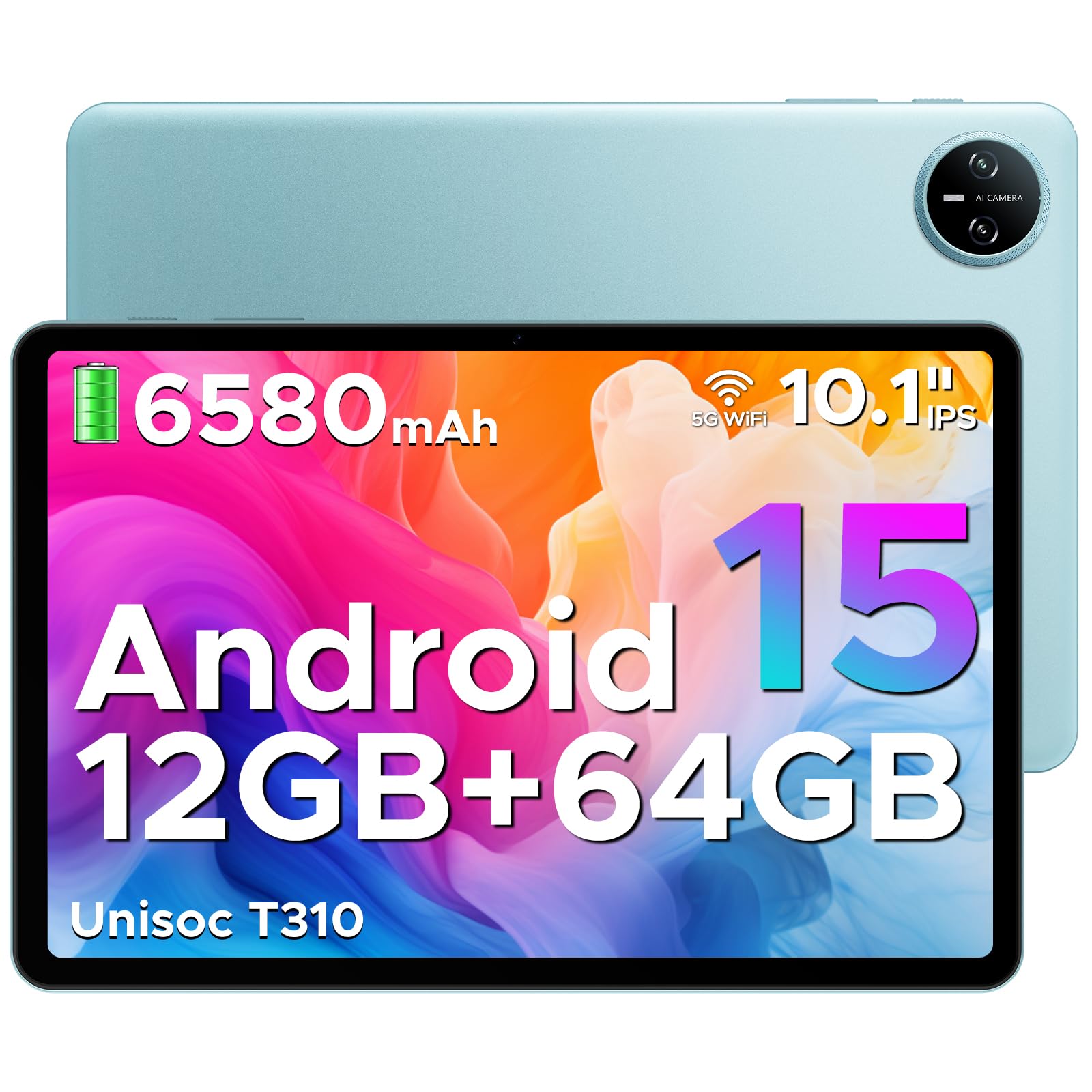 DOOGEE Tab A9 Tablet 10 Pulgadas, Tablet Andriod 15, 6580mAh, 12GB RAM+ 64GB ROM, Cámara Principal 8MP, Tableta para Niños Altavoces Duales, Tablets Infantil Bluetooth 5.0, OTG, Jack 3.5mm, Face ID 2 710T2ttIl4L