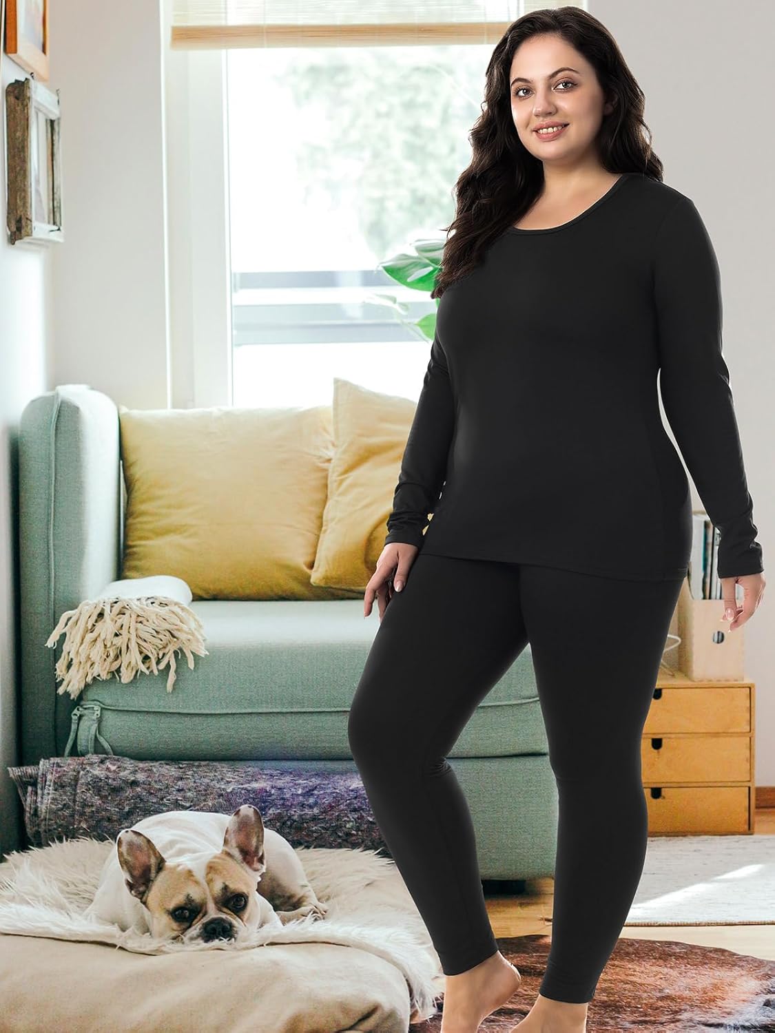 HOdo Plus Size Thermal Underwear Women Long Johns Fleece Lined Base Layer Top and Bottom Sets 1X-5X - Image 5