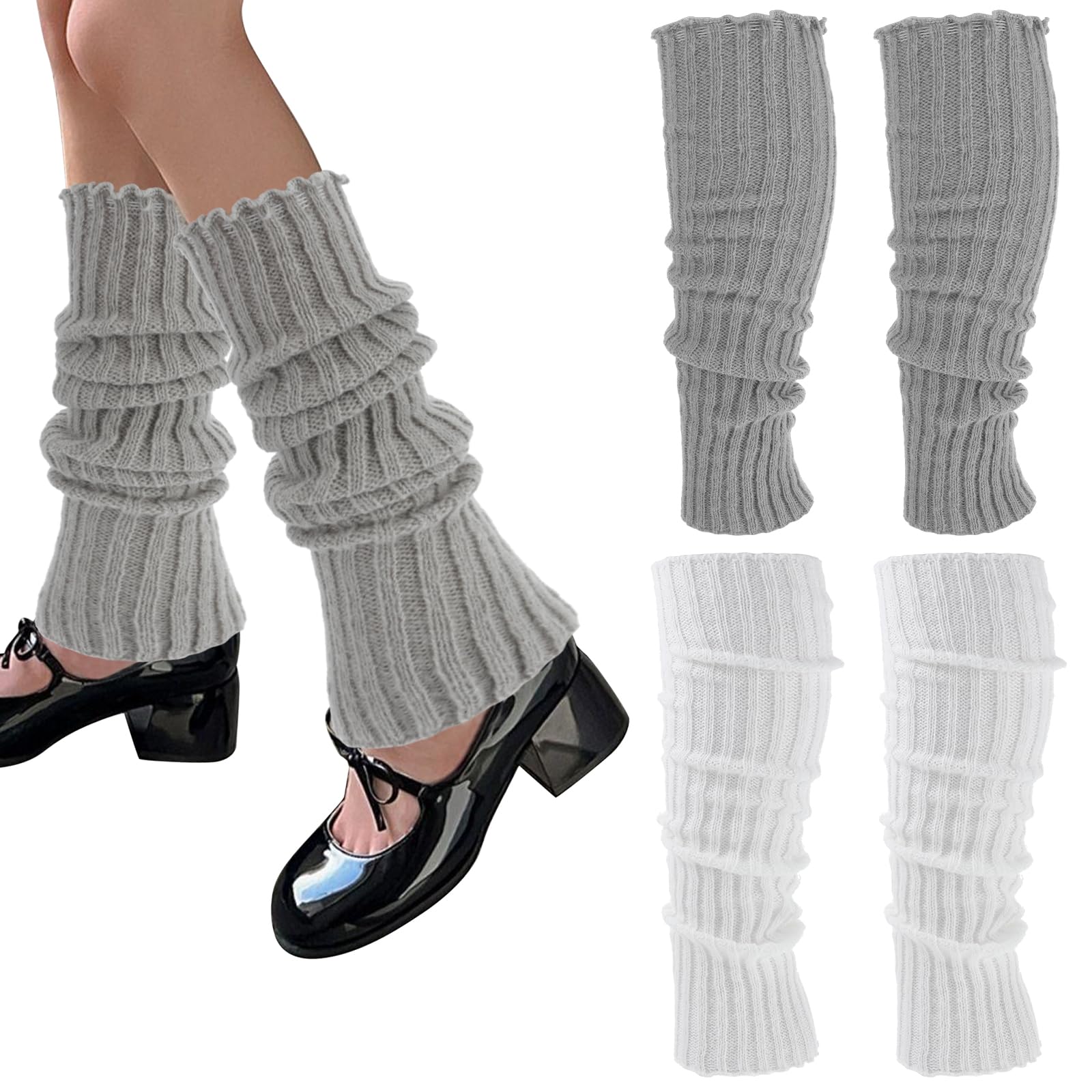 Leg Warmers 2Pairs Kawaii Knit Stretchy Leg Warmer for Women Leg Sculpting Fall Winter Womens Leg Sleeves Y2k