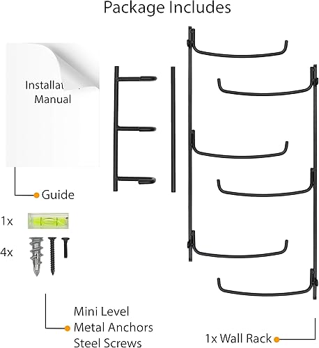 Miniatura 7 de Wallniture Guru - Rodillo de espuma y toallero de pared con 3 ganchos para colgar correa de yoga y bandas de resistencia, metal de 3 secciones