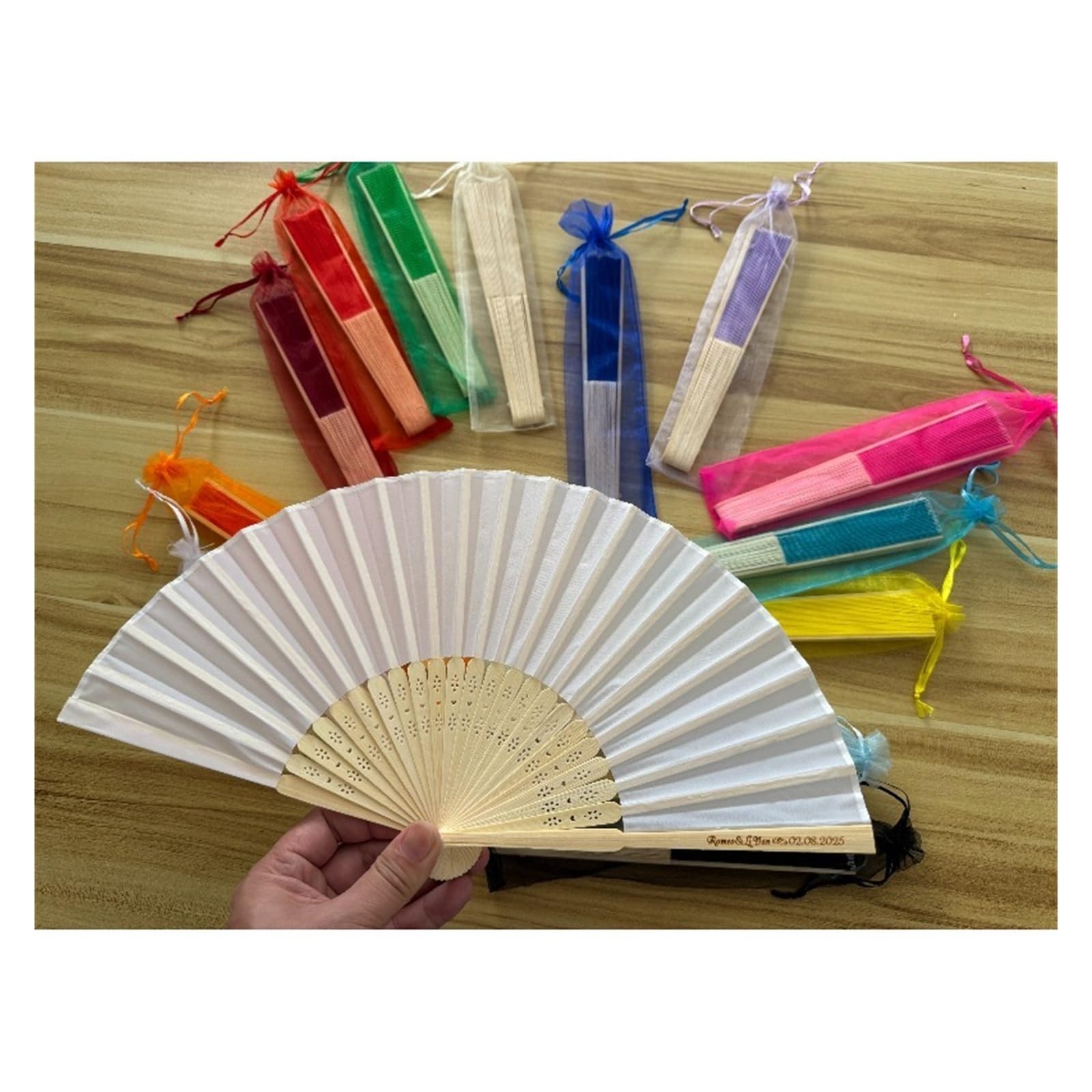 30 Stück Handfächer, Hochzeitsfächer, Vintage-Fächer, Hochzeitsbevorzugung Für Haushalt Wohnen(Orange)