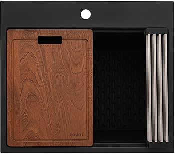 Ruvati 25-inch epiRock Workstation Kitchen Sink - Charcoal Black