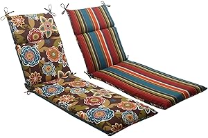 Pillow Perfect Reversible Hidden Zipper Chaise Lounge Cushion with Ties, Plush Fiber...