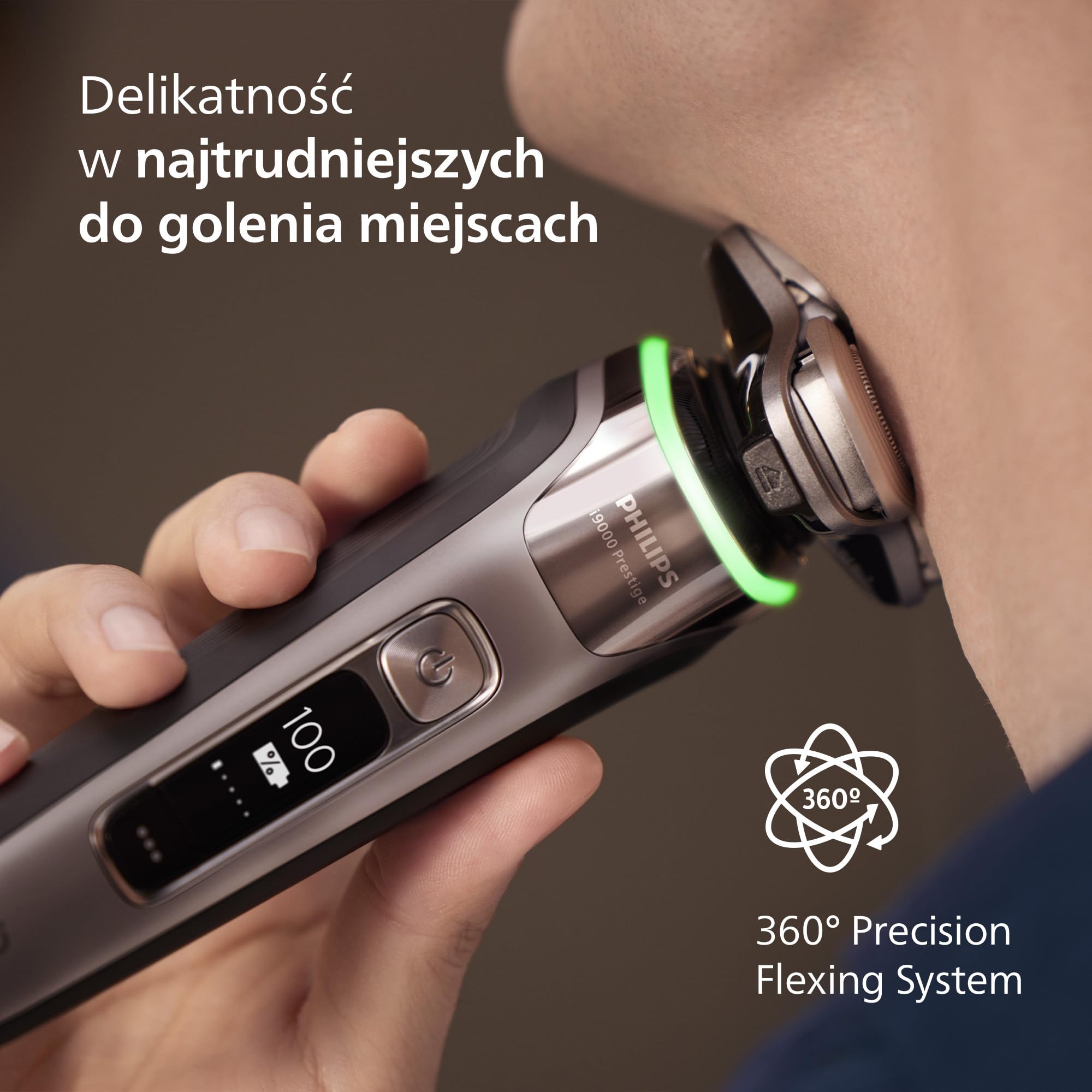 Philips Shaver i9000 Prestige, golarka elektryczna do golenia na sucho i mokro z technologią Skin IQ, System Triple Lift & Cut, podwójne ostrza SteelPrecision 360º, stylizator brody, Model XP9202/33